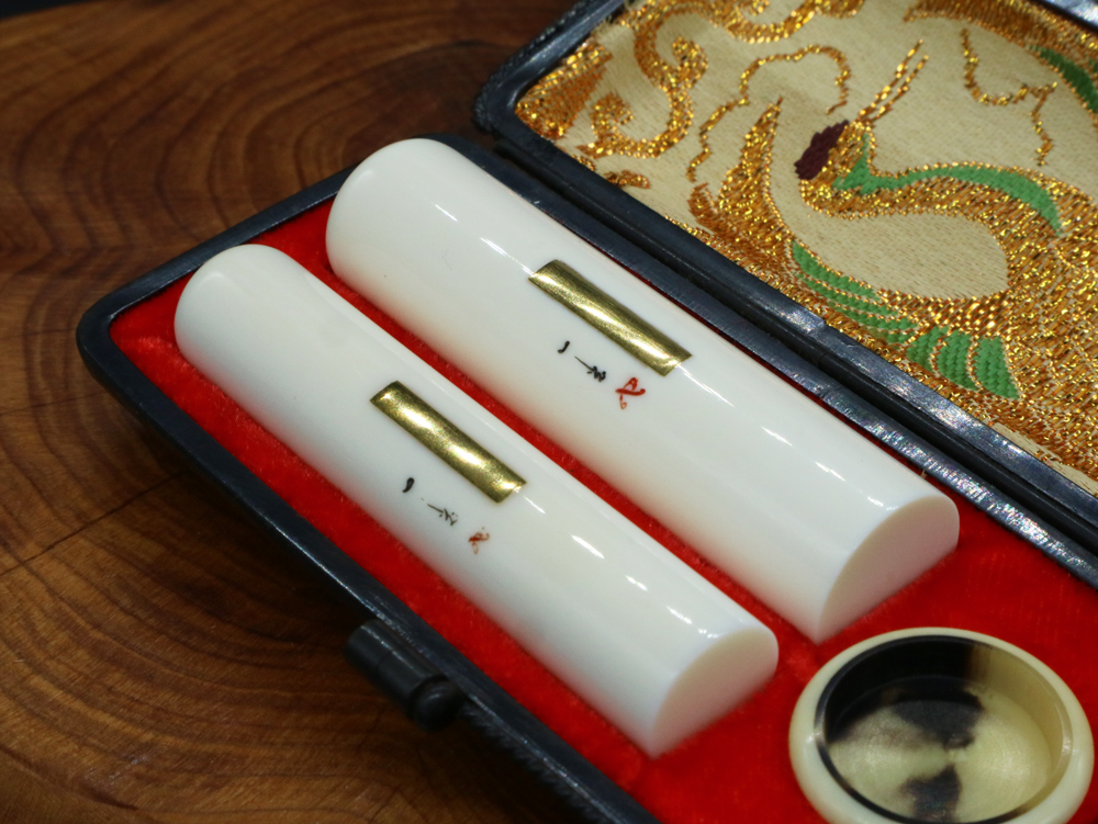 象牙はんこ15㍉×60㍉丈・12㍉×60㍉丈2点セット 一光作「平金丹」入り③/完全限定!象牙はんこ至宝館
