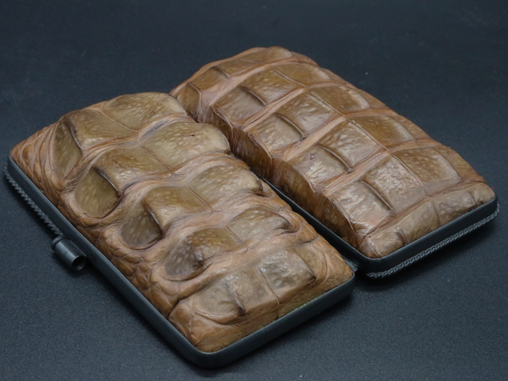 象牙はんこ15㍉×45㍉丈・12㍉×60㍉丈2点セット用両背ワニ革ケース/完全限定!象牙はんこ至宝館